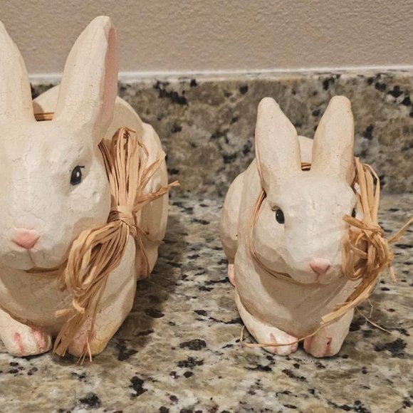 Pair of White Rabbit Figurines - Picture 2 of 5